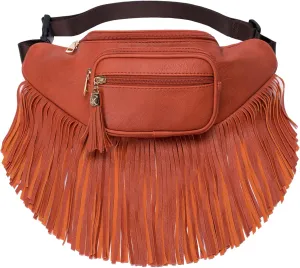 Solene Fringe Waist bag for women with Multi Zipper Pockets