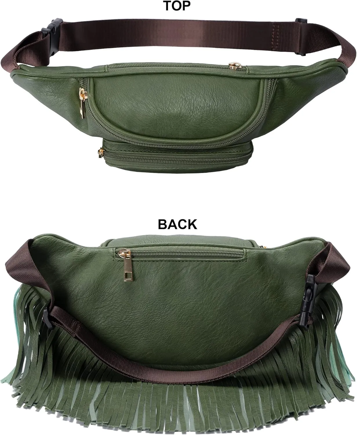 Solene Fringe Waist bag for women with Multi Zipper Pockets