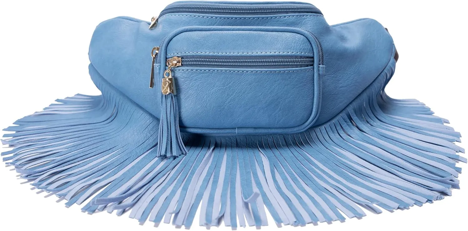 Solene Fringe Waist bag for women with Multi Zipper Pockets