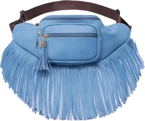 Solene Fringe Waist bag for women with Multi Zipper Pockets