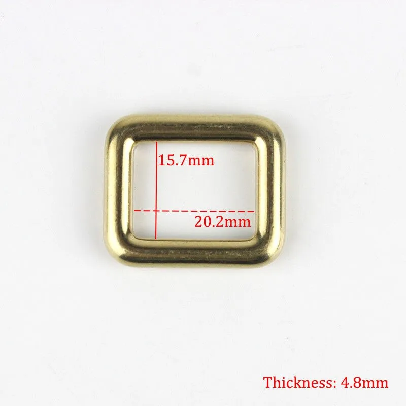 Solid brass square ring buckles cast seamless rectangle rings leather craft bag strap buckle garment belt luggage purse DIY