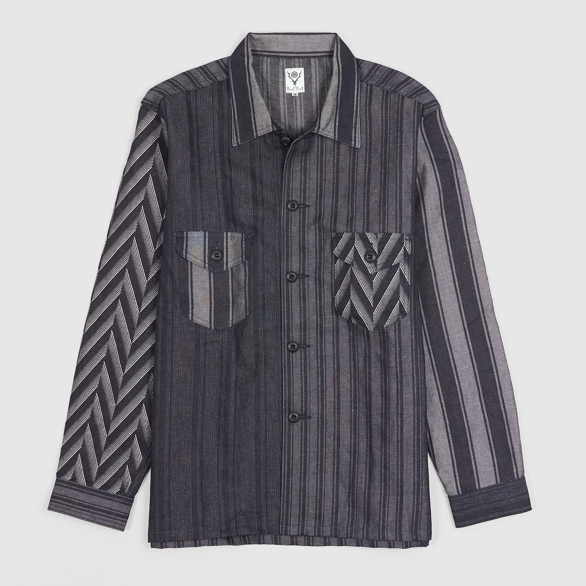 South2 West8 Jacquard Woven Patchwork Denim Over Shirt