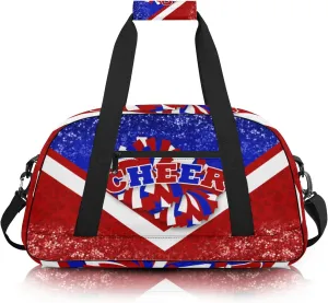 Sports Duffel for Cheerleaders, Cheer Bag for Women, Travel Duffle, Cheerleading Weekender, Gym Bag (Blue&Red)