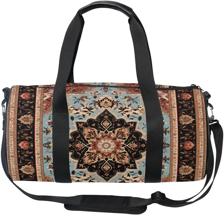 Sports Gym Bag Gym Duffle Bag Sport Bags for Men Women Arabian Arabic Pattern Durable Handle Luggage Bag