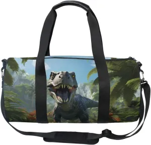 Sports Gym Bag Gym Duffle Bag Sport Bags for Men Women Dinosaur Bush 1 Durable Handle Luggage Bag