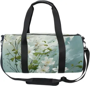 Sports Gym Bag Gym Duffle Bag Sport Bags for Men Women Gardenia Cape Jasmine Durable Handle Luggage Bag