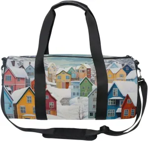 Sports Gym Bag Gym Duffle Bag Sport Bags for Men Women Snow Winter Cottage Durable Handle Luggage Bag