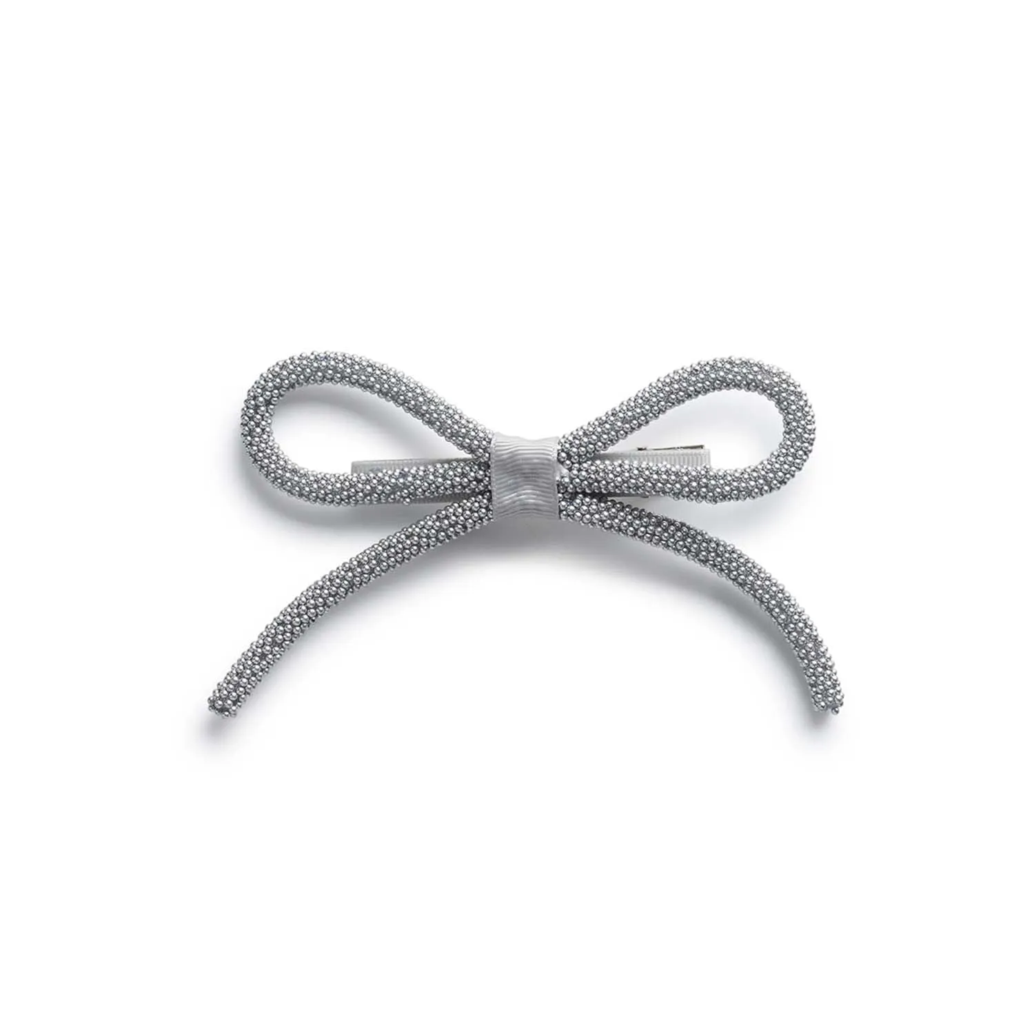 Sprinkle Pearl Bow Clip - Silver | Dainty Pearlized Beads for Any Look | Alligator Clip at the Base | Hair Clip | Hair Accessory for Girls