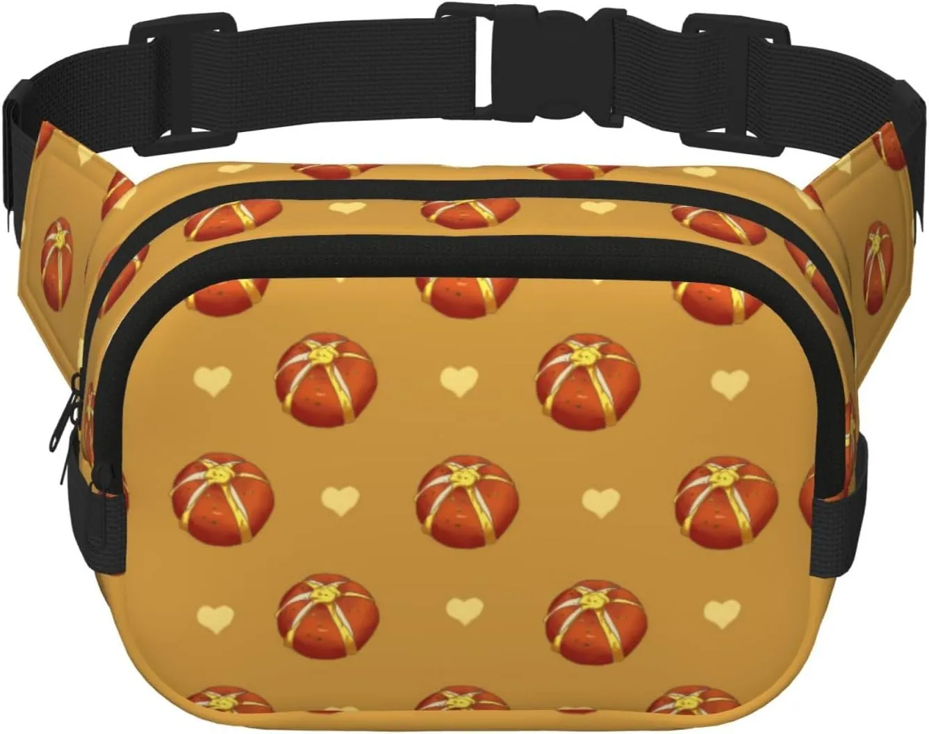 Square Double Layer Waist Bag - Crossbody Bag/Adjustable Strap Chest,for Travel Workout Running print Buttered Bread