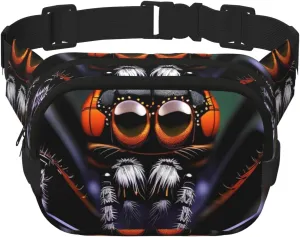 Square Double Layer Waist Bag - Crossbody Bag/Adjustable Strap Chest,for Travel Workout Running print Tropical rainforest spiders