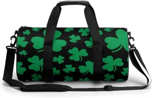 St Patrisks Day Duffelbag Zipper Tote Bag Cylindrical Duffelbags Picnic Bags Easy Carry Satchels Travel Handbag Overnighter Duffles 17.7in/9in/9in