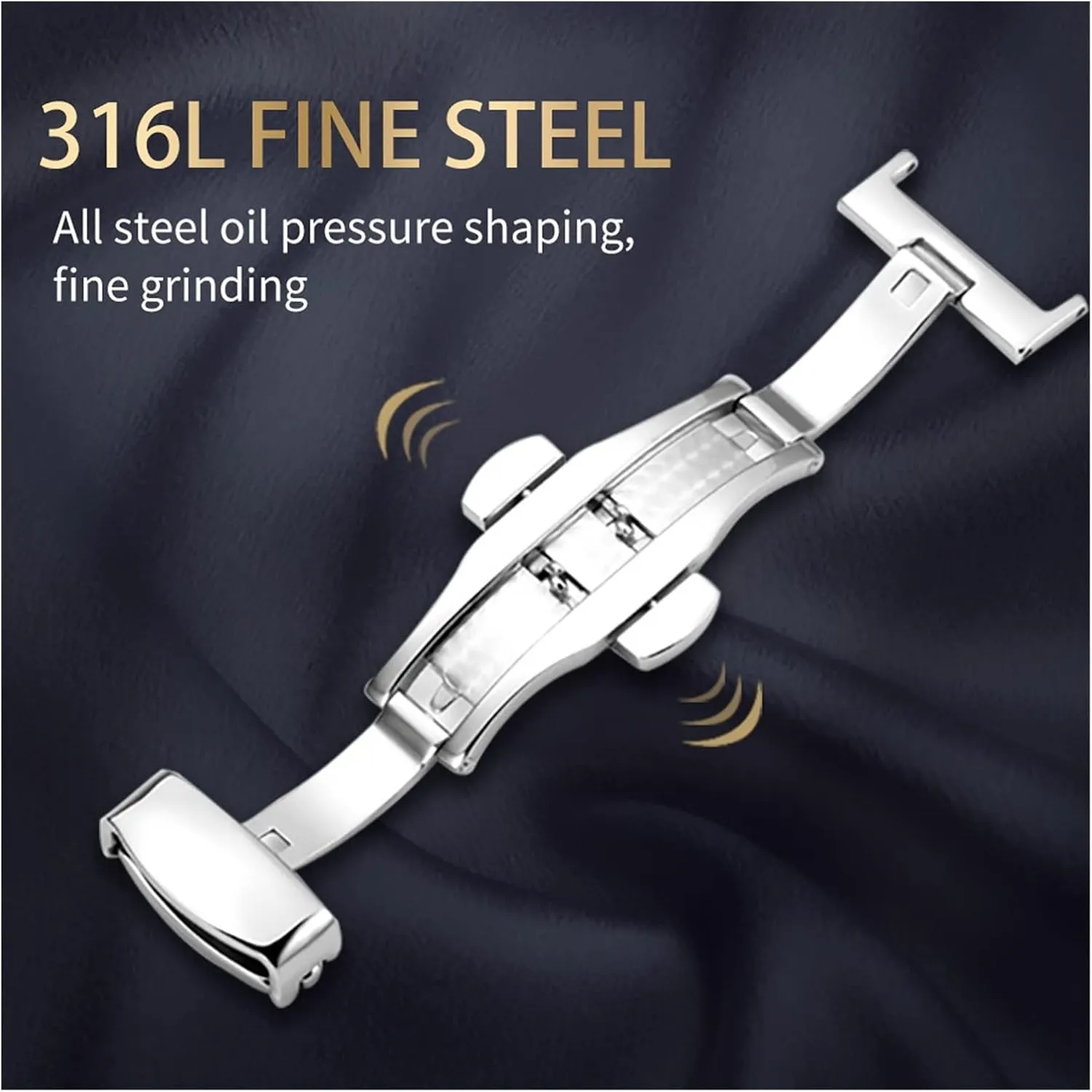 Stainless Steel Watch Bands Buckle Compatible With Omg Watch Strap Butterfly Clasp Use On Leather Rubber Watchband 14mm 16mm 18mm 20mm Black Watch clasp