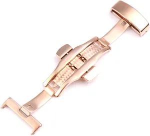 Stainless Steel Watch Bands Buckle Compatible With Omg Watch Strap Butterfly Clasp Use On Leather Rubber Watchband 14mm 16mm 18mm 20mm Black Watch clasp