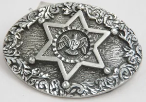 Star belt buckle, pewter. Made in USA