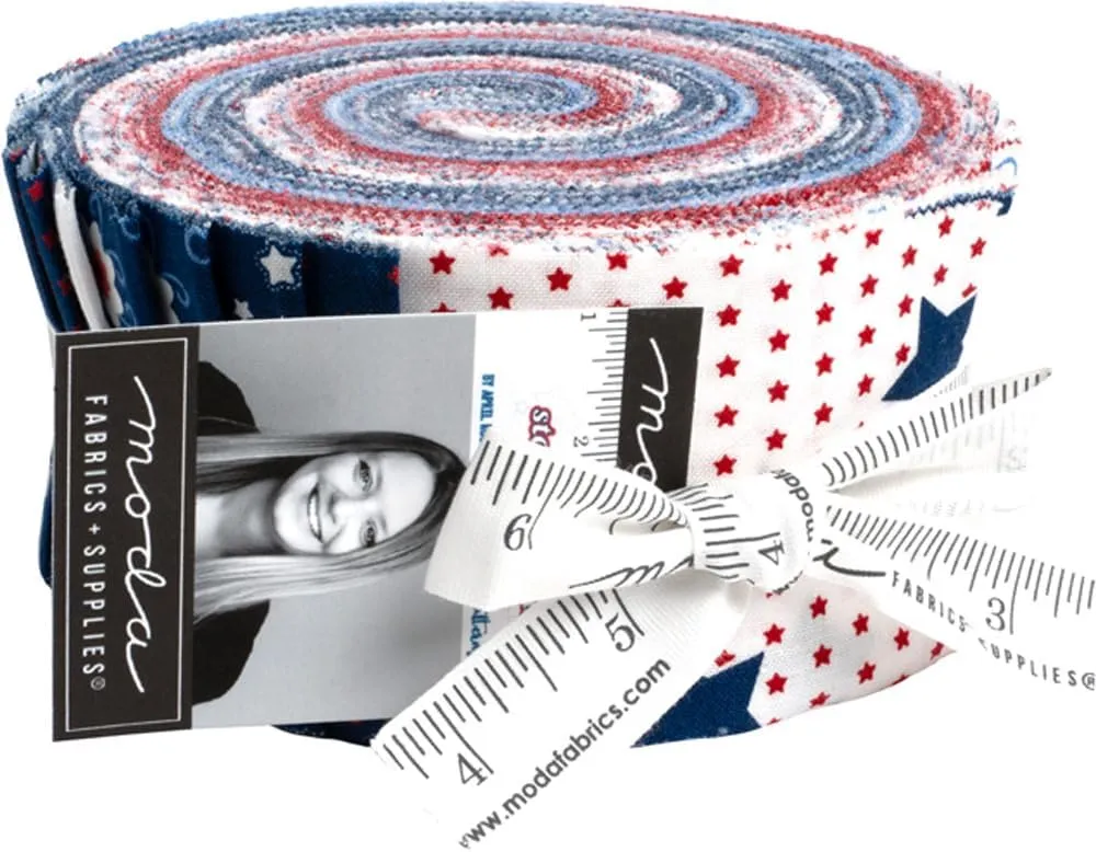 Star Spangled Jelly Roll, 40 2.5-inch x 44-inch Precut Fabric Strips by April Rosenthal