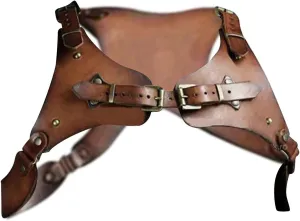 Steampunk Body Chest Harness Costume Accessory PU Leather Retro Shoulder Strap Chest Harness for Dress Up Larp Fantasy Events