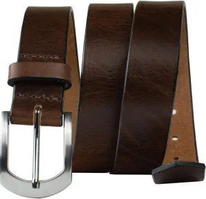 Stone Mountain Brown Belt - USA Made Genuine Top Grain Leather Belt with Certified Nickel Free Buckle