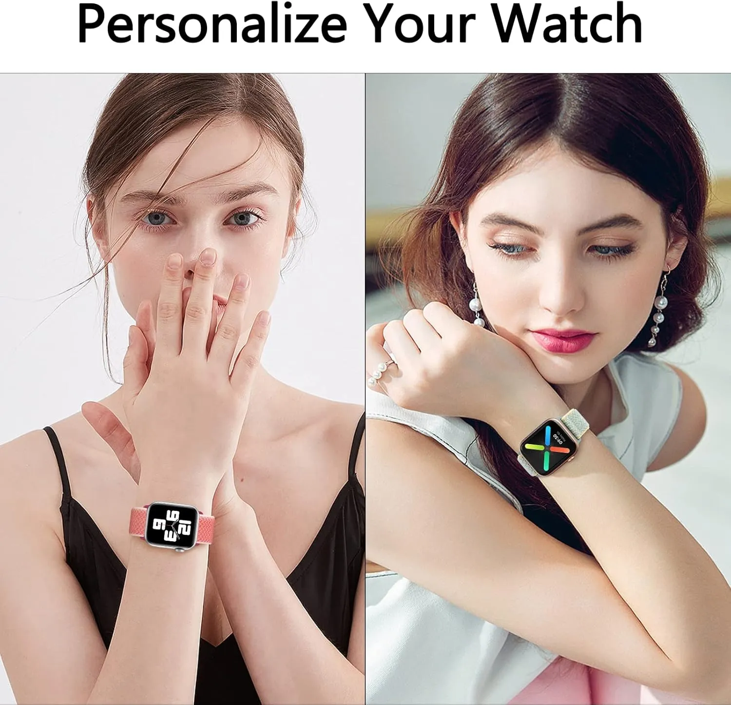 Stretchy Nylon Band Compatible with Apple Watch Band 38mm 40mm 41mm 42mm 44mm 45mm 46mm Women Men, Adjustable Sport Elastic Replacement Strap for iWatch Series 10 9 8 7 6 5 4 3 2 1 SE