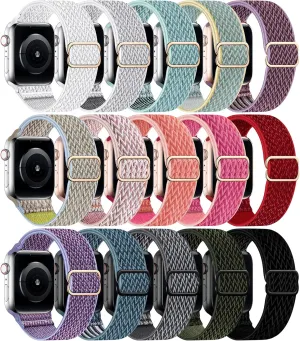 Stretchy Nylon Band Compatible with Apple Watch Band 38mm 40mm 41mm 42mm 44mm 45mm 46mm Women Men, Adjustable Sport Elastic Replacement Strap for iWatch Series 10 9 8 7 6 5 4 3 2 1 SE