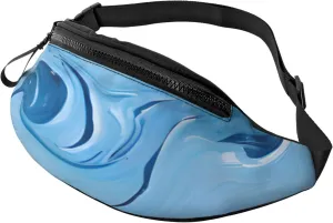 Stylish 3d Blue Art Bumbags Waist Fanny Pack For Women Ladies Men Lightweight Bum Bag With Zip Pockets Adjustable Belt For Dog Walking Running Cycling Hiking Outdoor Sport