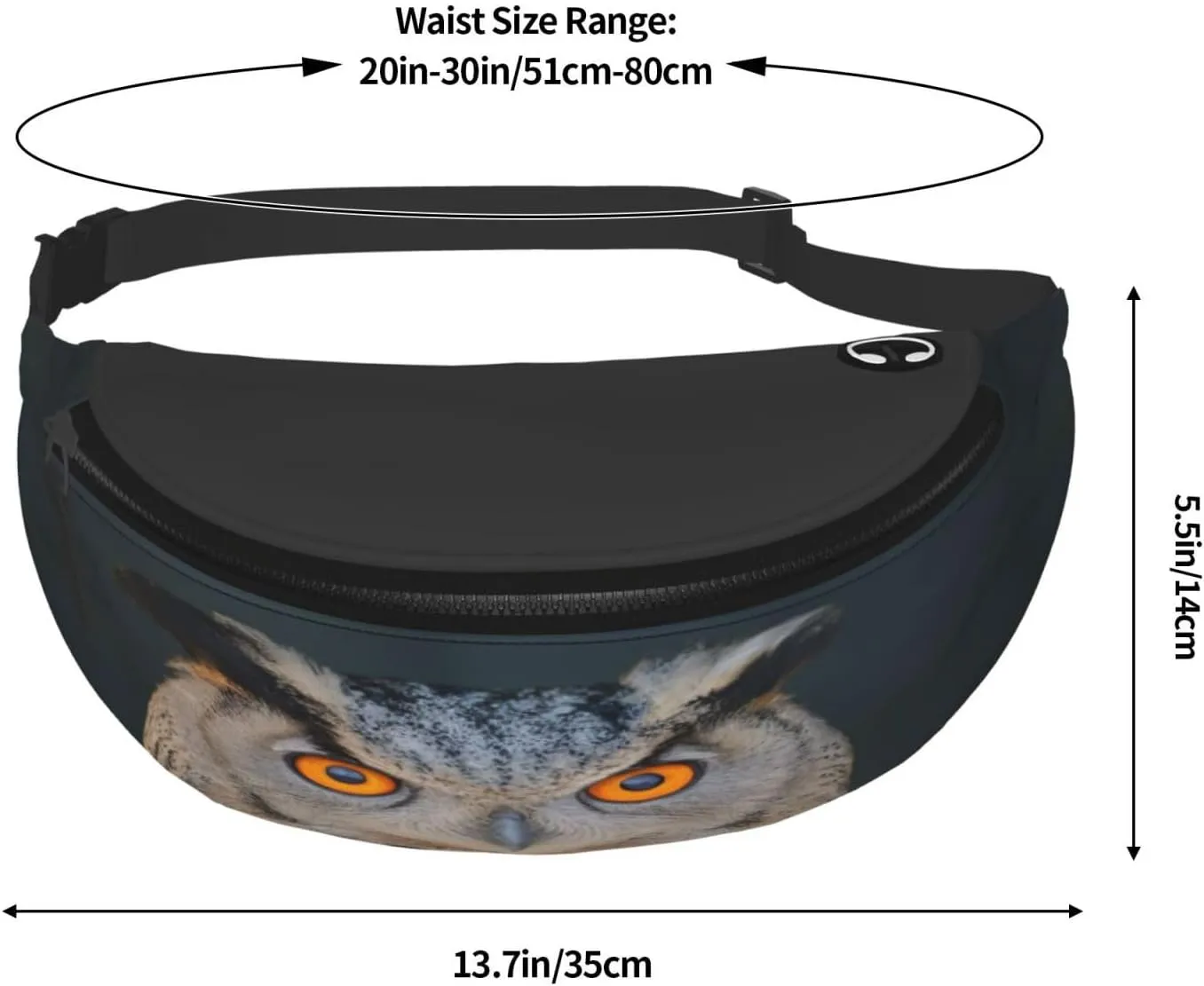 Stylish 3d Blue Owl Bumbags Waist Fanny Pack For Women Ladies Men Lightweight Bum Bag With Zip Pockets Adjustable Belt For Dog Walking Running Cycling Hiking Outdoor Sport