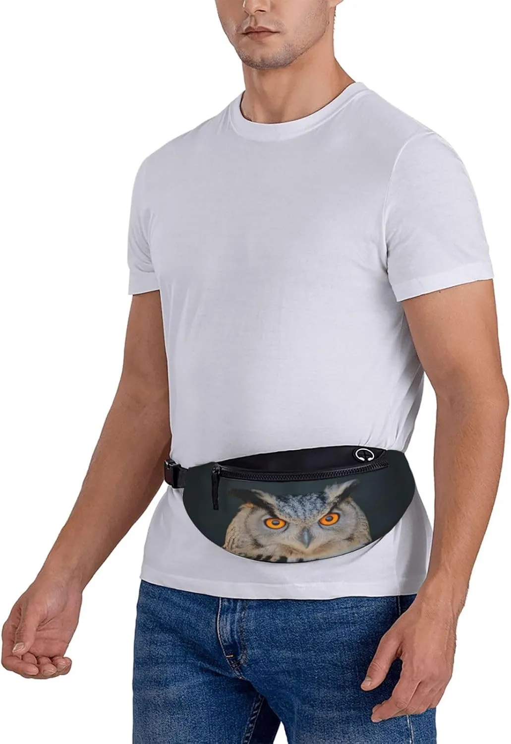 Stylish 3d Blue Owl Bumbags Waist Fanny Pack For Women Ladies Men Lightweight Bum Bag With Zip Pockets Adjustable Belt For Dog Walking Running Cycling Hiking Outdoor Sport
