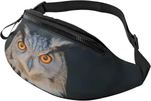 Stylish 3d Blue Owl Bumbags Waist Fanny Pack For Women Ladies Men Lightweight Bum Bag With Zip Pockets Adjustable Belt For Dog Walking Running Cycling Hiking Outdoor Sport