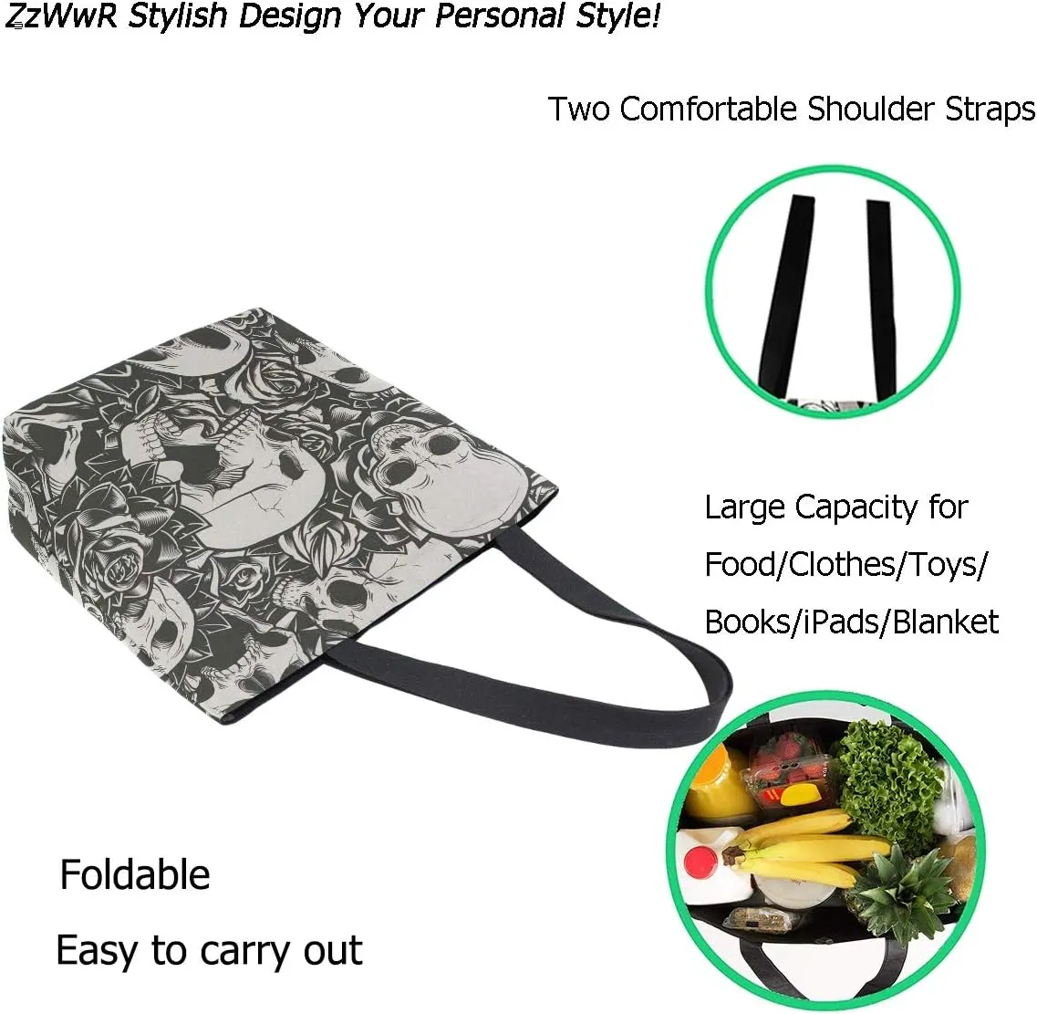 Stylish Print Extra Large Shoulder Tote Bag for Beach Travel Weekender Gym Grocery Shopping…