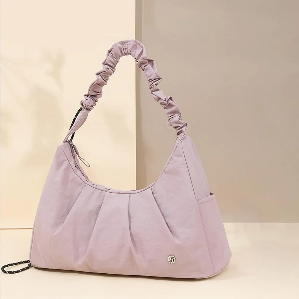 Stylish Ruched Tote Bag for Women, Soft Volume Top Handle Handbag, Spacious Multifunctional Multi-Pockets Hobo Clutch Purse