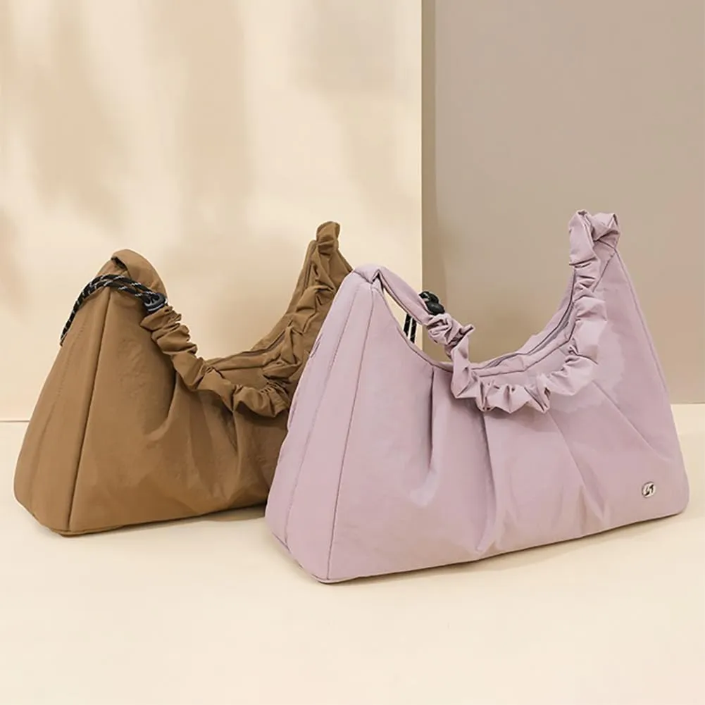 Stylish Ruched Tote Bag for Women, Soft Volume Top Handle Handbag, Spacious Multifunctional Multi-Pockets Hobo Clutch Purse