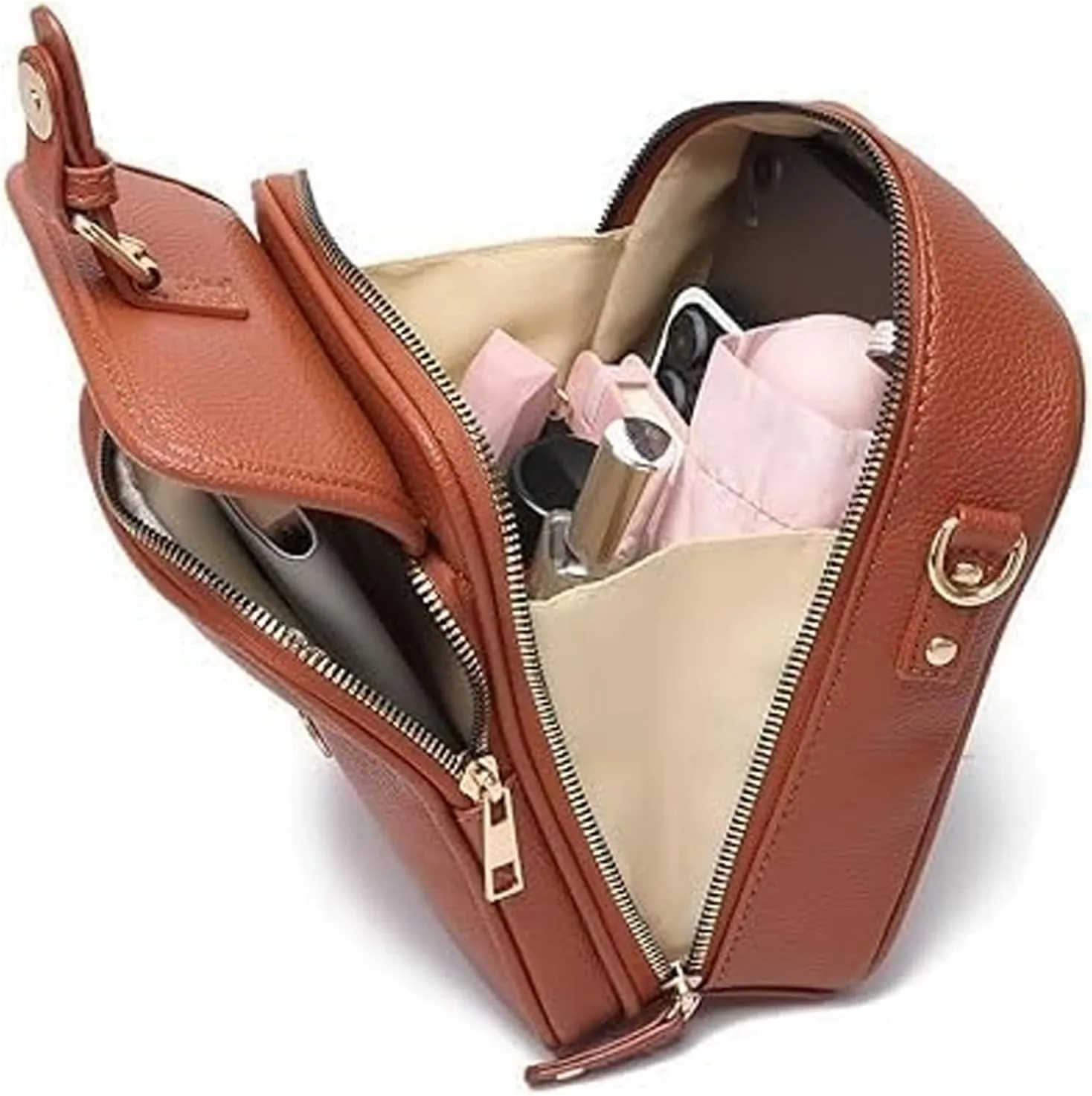 Successivei Crossbody Leather Bag,Urvashi Crossbody Bag Zealburst Vintage Double Layer Large Capacity Mini Cross Bags
