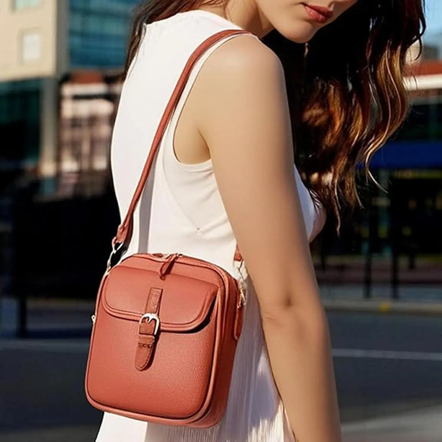 Successivei Crossbody Leather Bag,Urvashi Crossbody Bag Zealburst Vintage Double Layer Large Capacity Mini Cross Bags