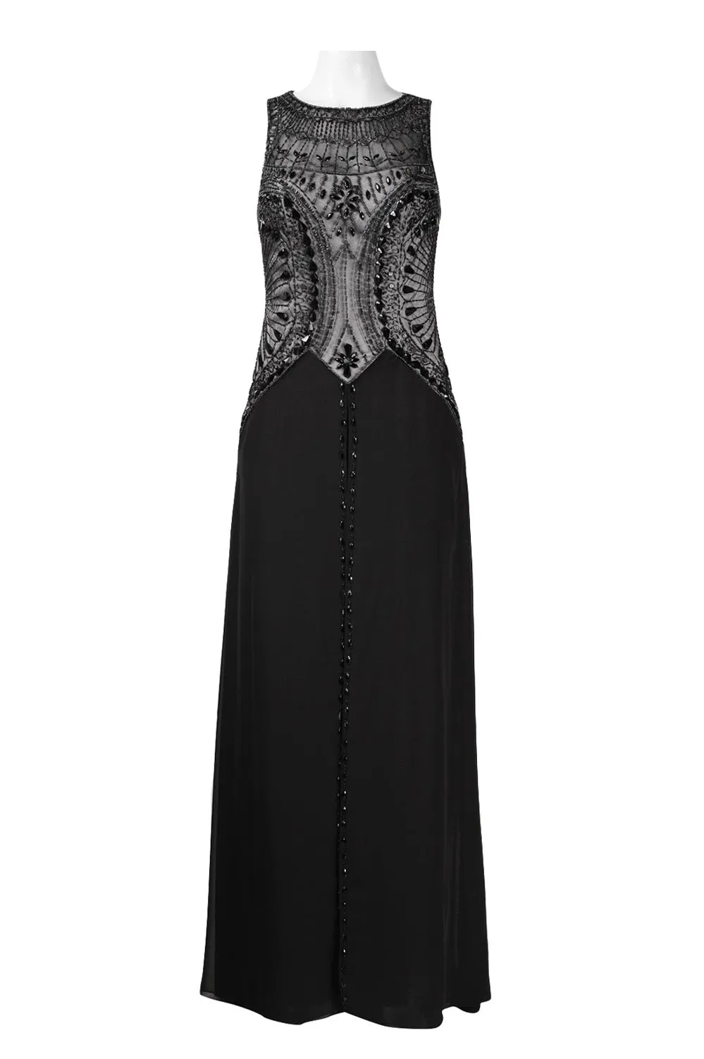 Sue Wong Sleeveless Embellished Open-Back Dress