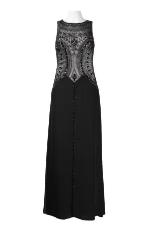 Sue Wong Sleeveless Embellished Open-Back Dress