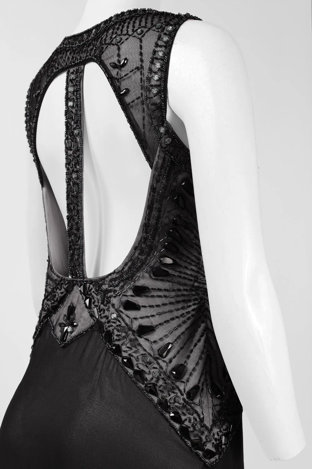 Sue Wong Sleeveless Embellished Open-Back Dress