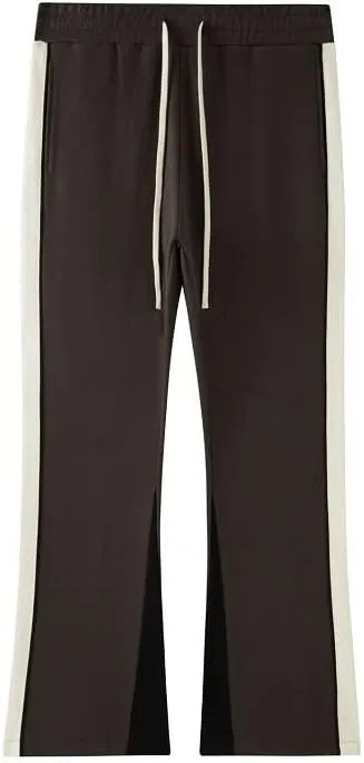 Suede Flare Sweatpants Women Baggy Patchwork Casual 90s Hip Hop Mens Sweat Pants