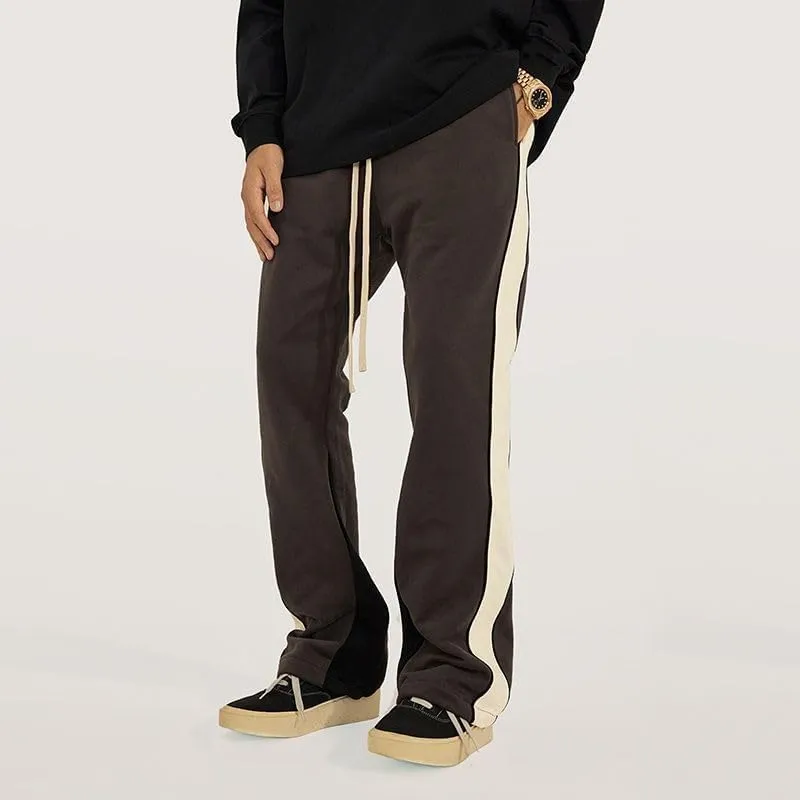 Suede Flare Sweatpants Women Baggy Patchwork Casual 90s Hip Hop Mens Sweat Pants