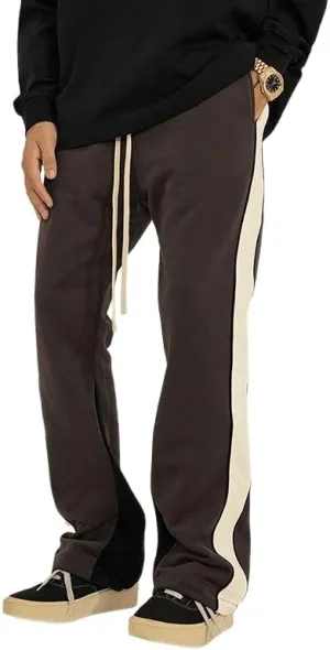 Suede Flare Sweatpants Women Baggy Patchwork Casual 90s Hip Hop Mens Sweat Pants