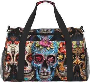 sugar skulls print Weekender Overnight Carry On Bag Gym Luggage Bag Duffel Bag for Travel Women