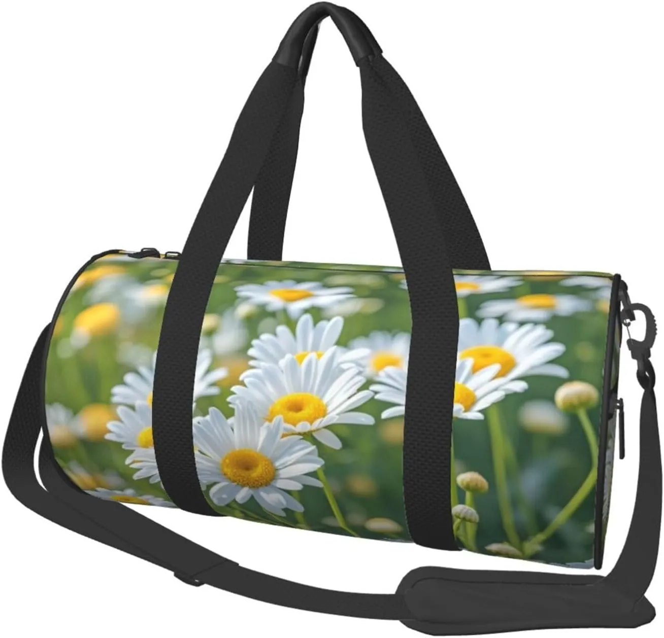 Summer Floral Daisies Flower Print Round Large Capacity Travel Luggage Bags,Men's and Women's Hand-Held Travel Clothing Bags