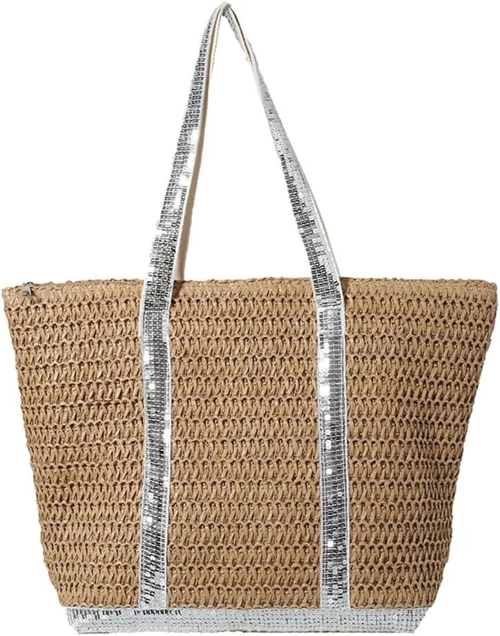 Summer Straw Shoulder Bags for Women Large Capacity Beach Tote Purse Woven Casual Top Handle Handbag Vacation