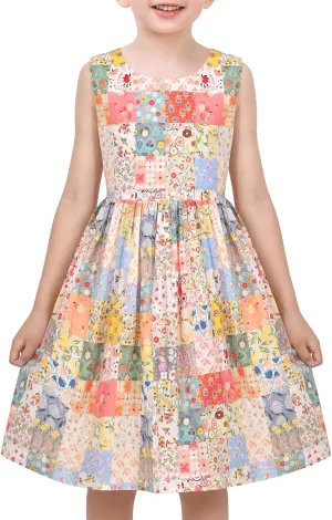 Sunny Fashion Girls Dress Red Polka Dot Pocket Floral Summer Casual Cotton