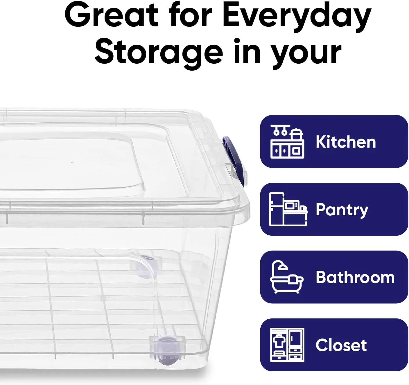 Superio Storage Bins with Lids, Clear Plastic Containers for Organizing, Stackable Totes, BPA Free, Odor Free, Organizer Boxes for Home, and Dorm (2 Pack, 42 Quart)