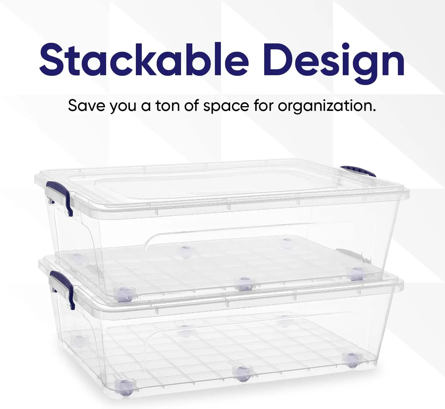 Superio Storage Bins with Lids, Clear Plastic Containers for Organizing, Stackable Totes, BPA Free, Odor Free, Organizer Boxes for Home, and Dorm (2 Pack, 42 Quart)