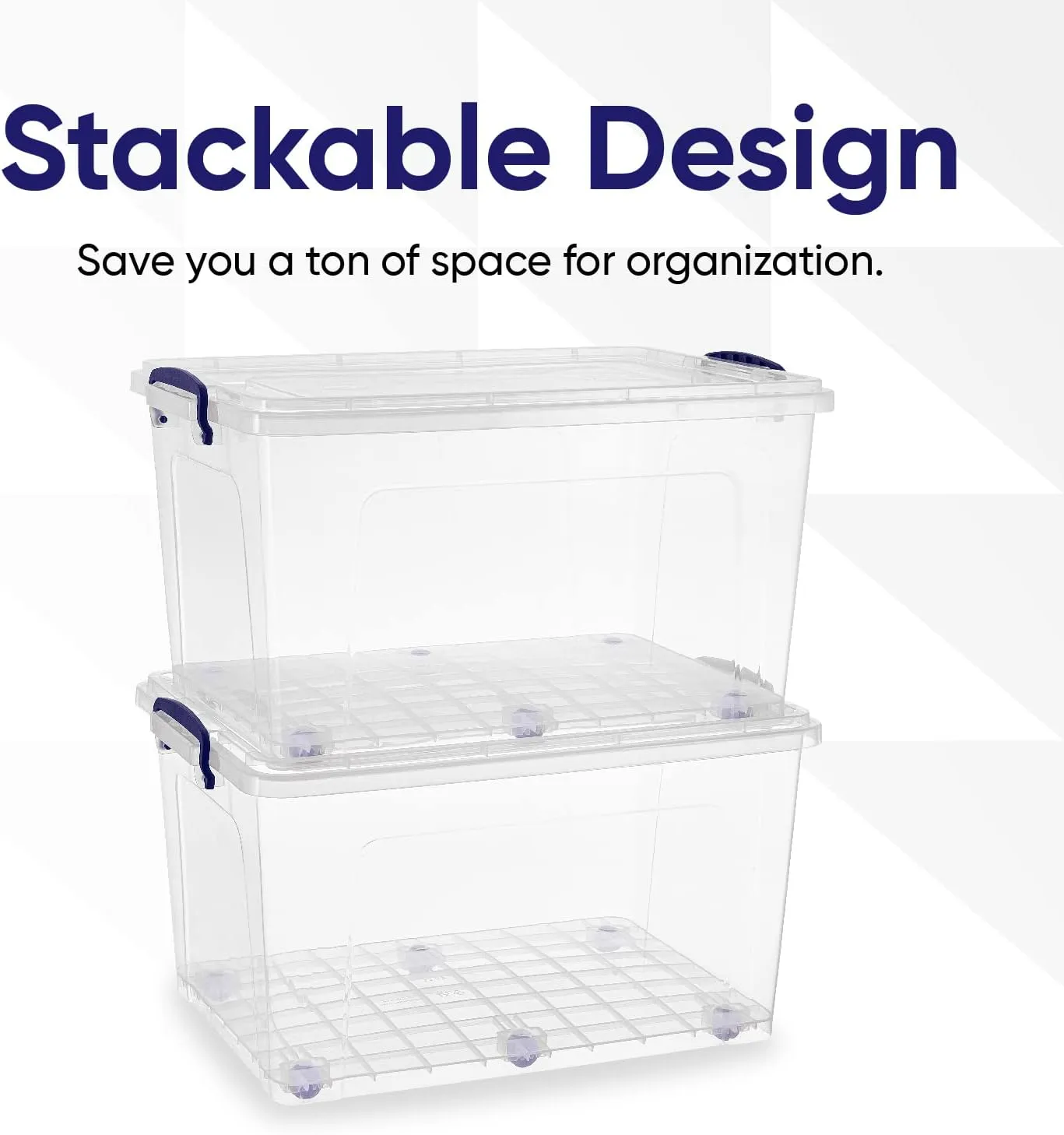 Superio Storage Bins with Lids, Clear Plastic Containers for Organizing, Stackable Totes, BPA Free, Odor Free, Organizer Boxes for Home, and Dorm (2 Pack, 44 Quart)