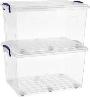 Superio Storage Bins with Lids, Clear Plastic Containers for Organizing, Stackable Totes, BPA Free, Odor Free, Organizer Boxes for Home, and Dorm (2 Pack, 44 Quart)