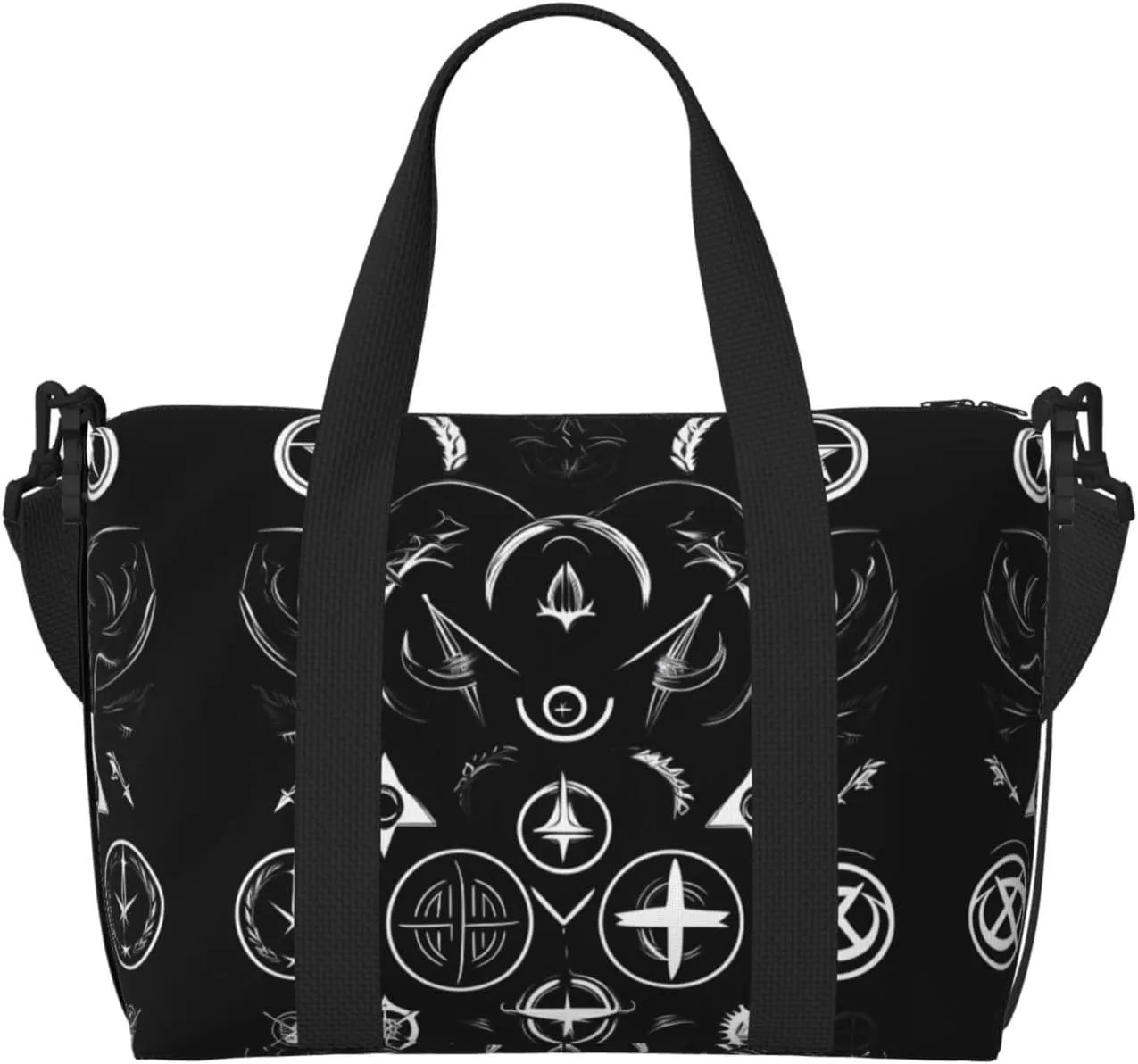 Supernatural Symbols Black print Travel Duffle Bag,Weekender Bags,Gym Duffel Bag,Luggage Duffle Overnight for Women Men