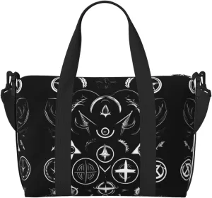 Supernatural Symbols Black print Travel Duffle Bag,Weekender Bags,Gym Duffel Bag,Luggage Duffle Overnight for Women Men