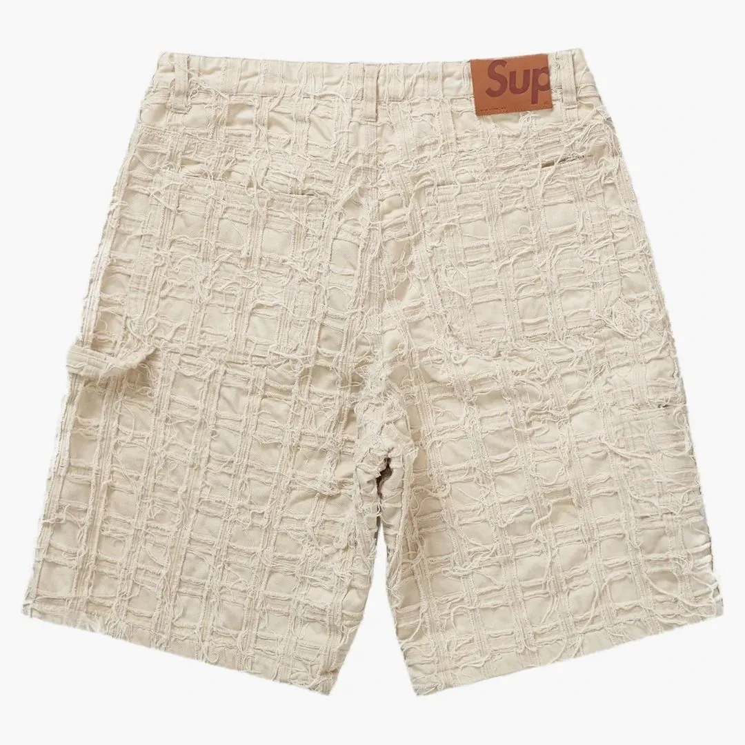 Supreme Frayed Patchwork Baggy Denim Short Natural