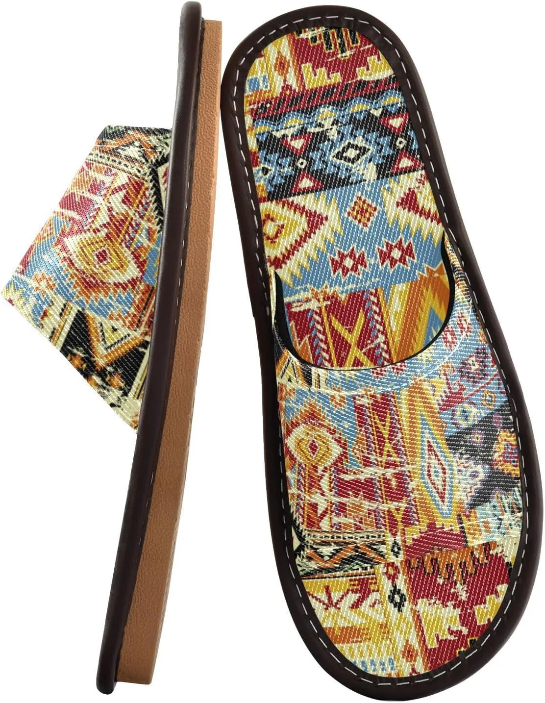 susiyo Slippers for Women Men Ethnic Patchwork Grunge Effect Summer House Slippers